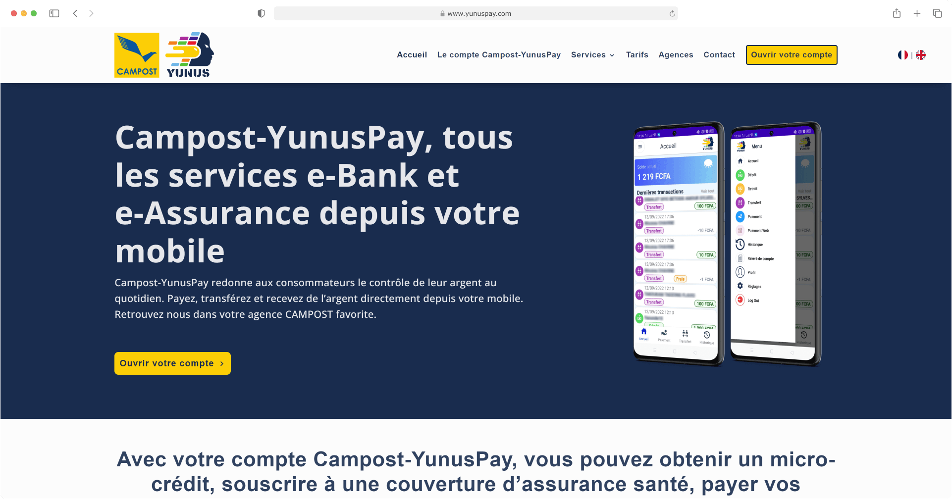 Développement du site vitrine d'une Fintech Camerounaise